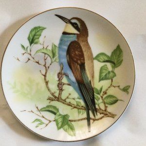 vintage porcelain decorative plate made in Japan bird on branch 6 1/4" round